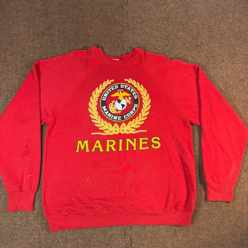 Vintage Artex US Marines Sweatshirt Mens Large Red EGA Graphic USA Made 80s 90s
